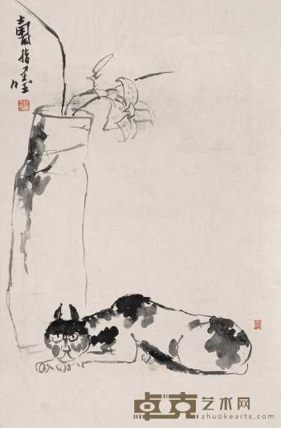 潘天寿 猫 镜心 63.5×42.5cm